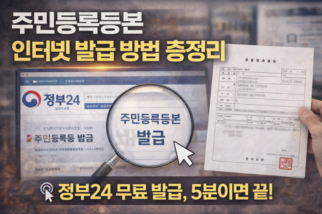 주민등록등본 인터넷 발급 모습